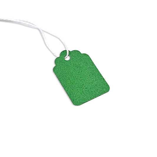 22 x 35mm Green Paper Knotted String Price Tags