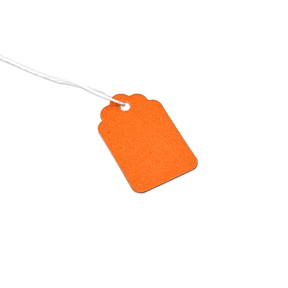 100-Pack of 22 x 35mm Orange Paper Knotted Elastic String Price Tags