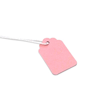 100-Pack of 22 x 35mm Pink Paper Knotted Elastic String Price Tags