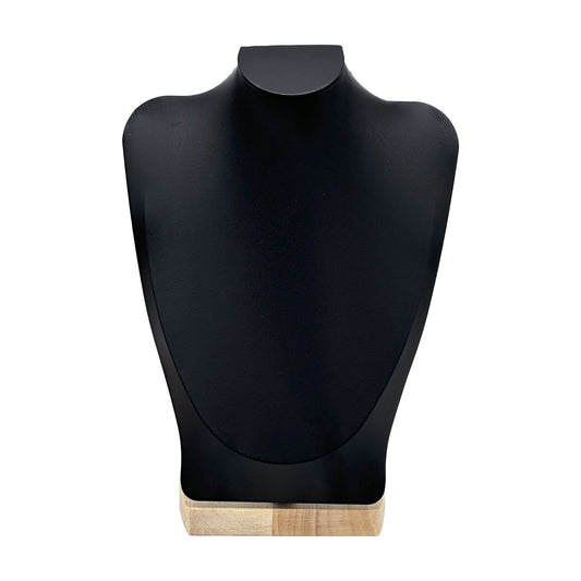 11 1/2" Black Leatherette Light Oak Base Necklace Bust Display
