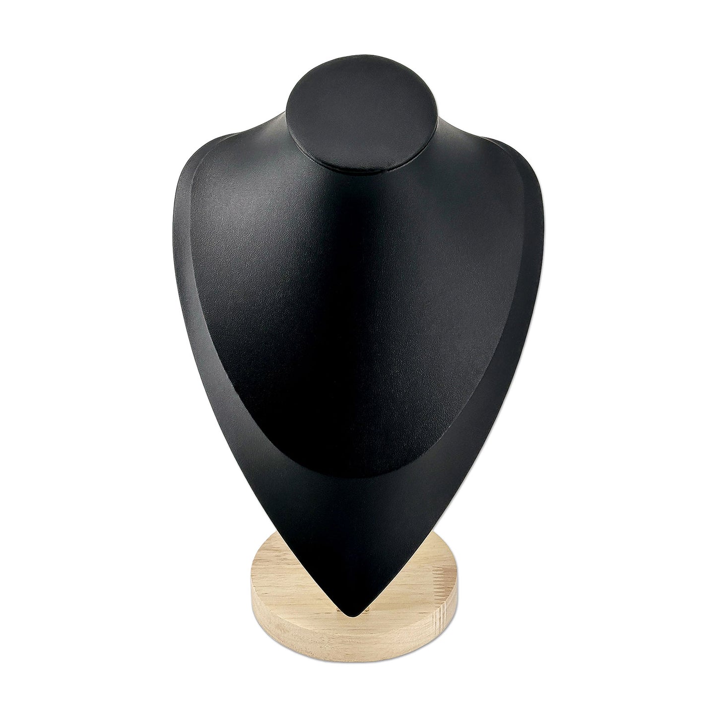 11 1/2" Black Leatherette Wood Base Necklace Bust Display