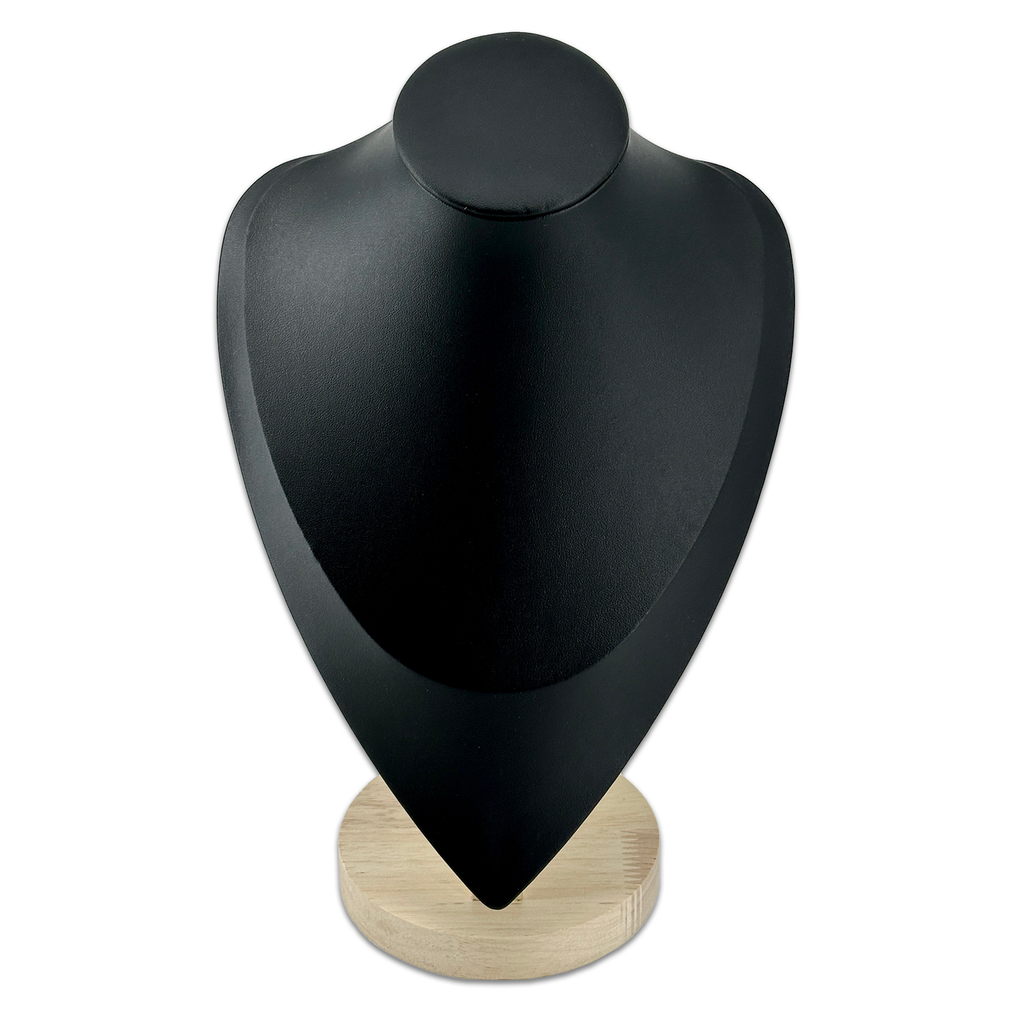 11 1/2" Black Leatherette Wood Base Necklace Bust Display