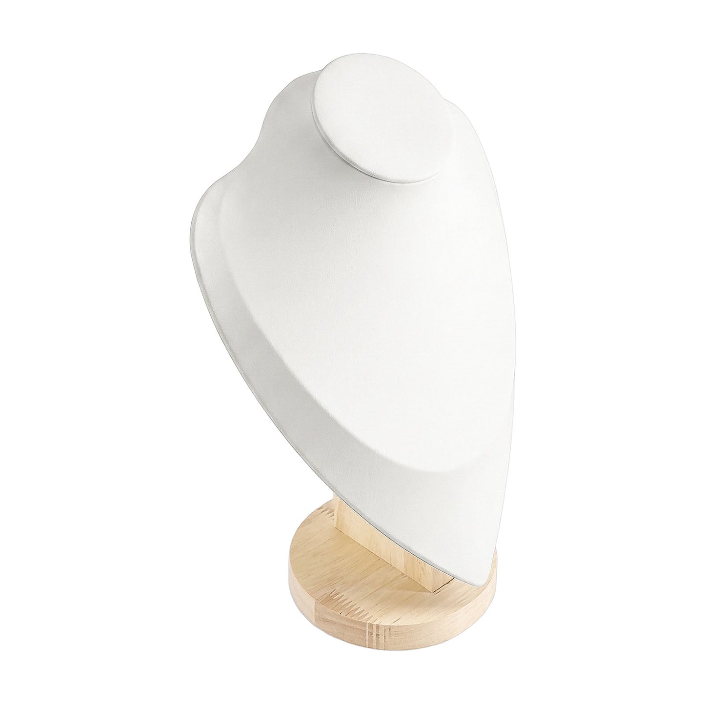 11 1/2" White Leatherette Wood Base Necklace Bust Display