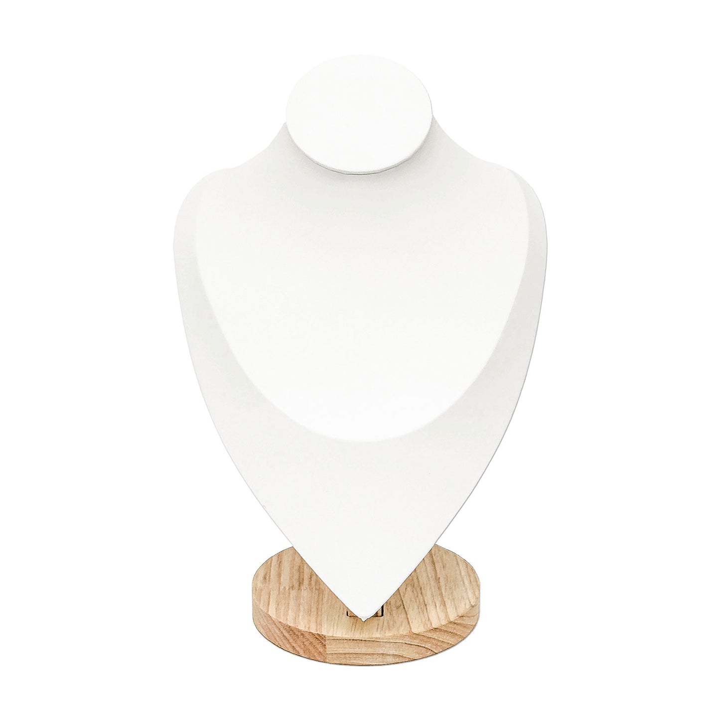 11 1/2" White Leatherette Wood Base Necklace Bust Display