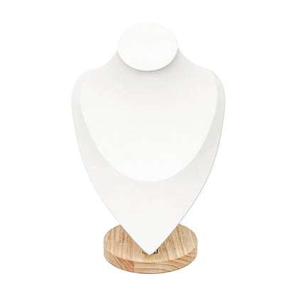 11 1/2" White Leatherette Wood Base Necklace Bust Display
