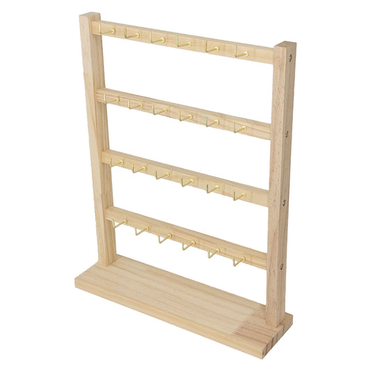 11 3/4" x 14 3/4" 5-Tier Wood Jewelry Display Stand with 24 Hooks
