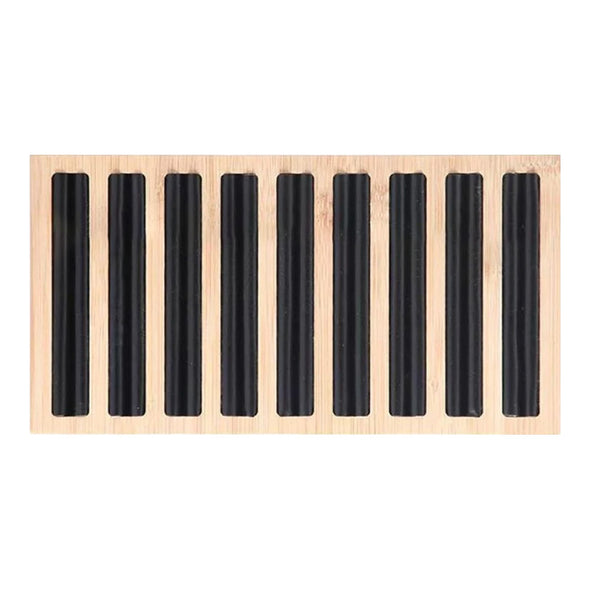 11.5" x 6" Wood Black Velvet 9 Row Ring Display Stand