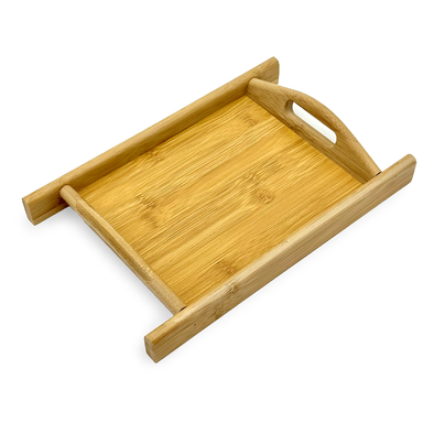 11.5" x 7.5" Bam & Boo Natural Bamboo Serving Tray with Handles