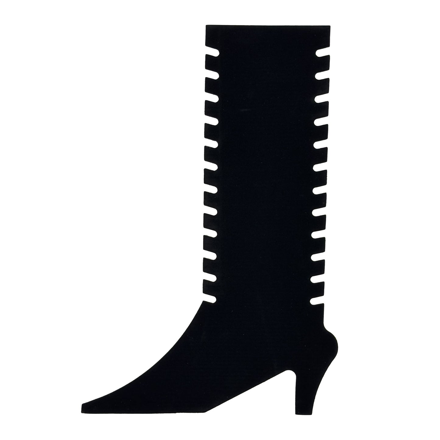 11" Black Velvet Boot-Shaped Necklace Display Easel with Notches