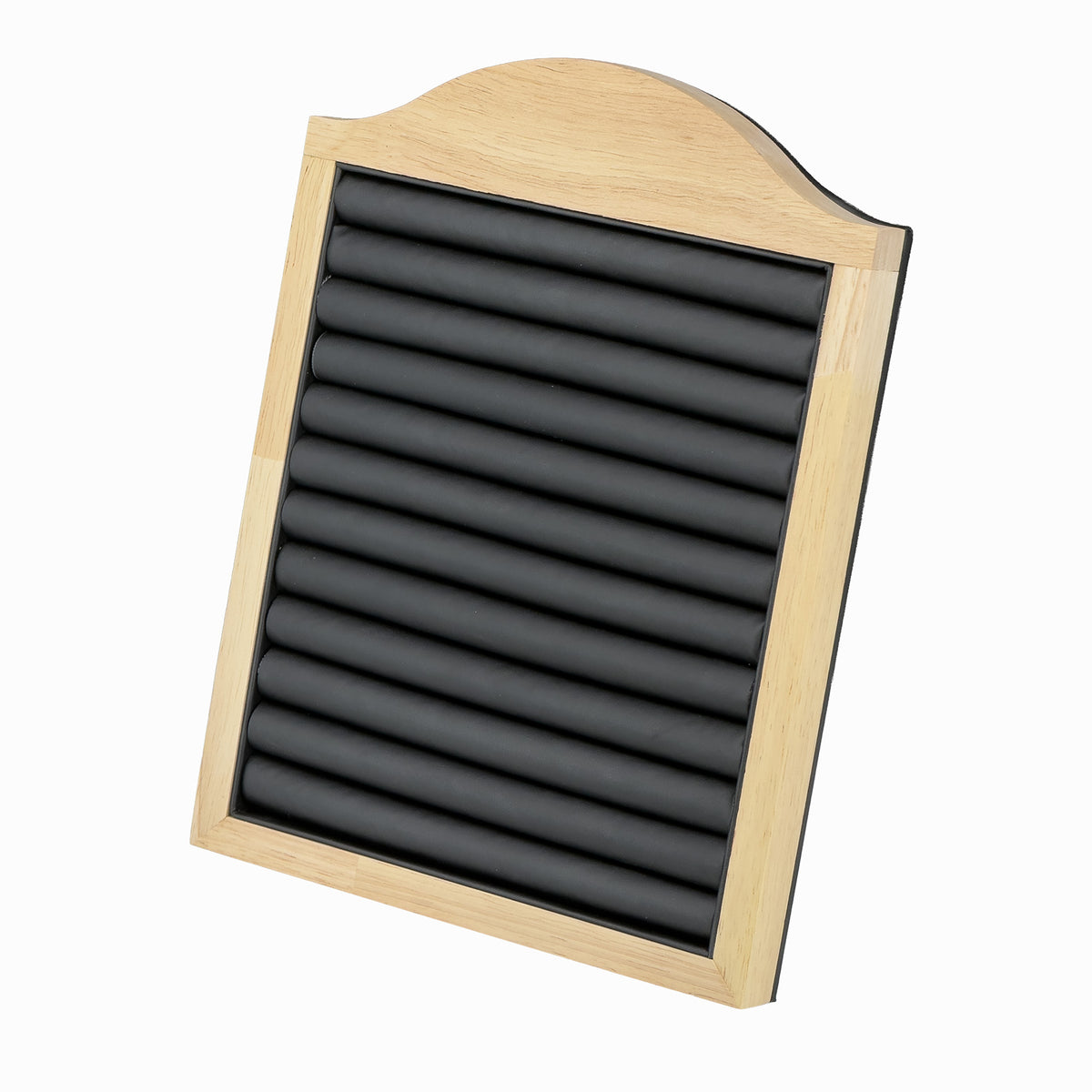 11" x 5" Black Leatherette Natural Wood Ring Display Board