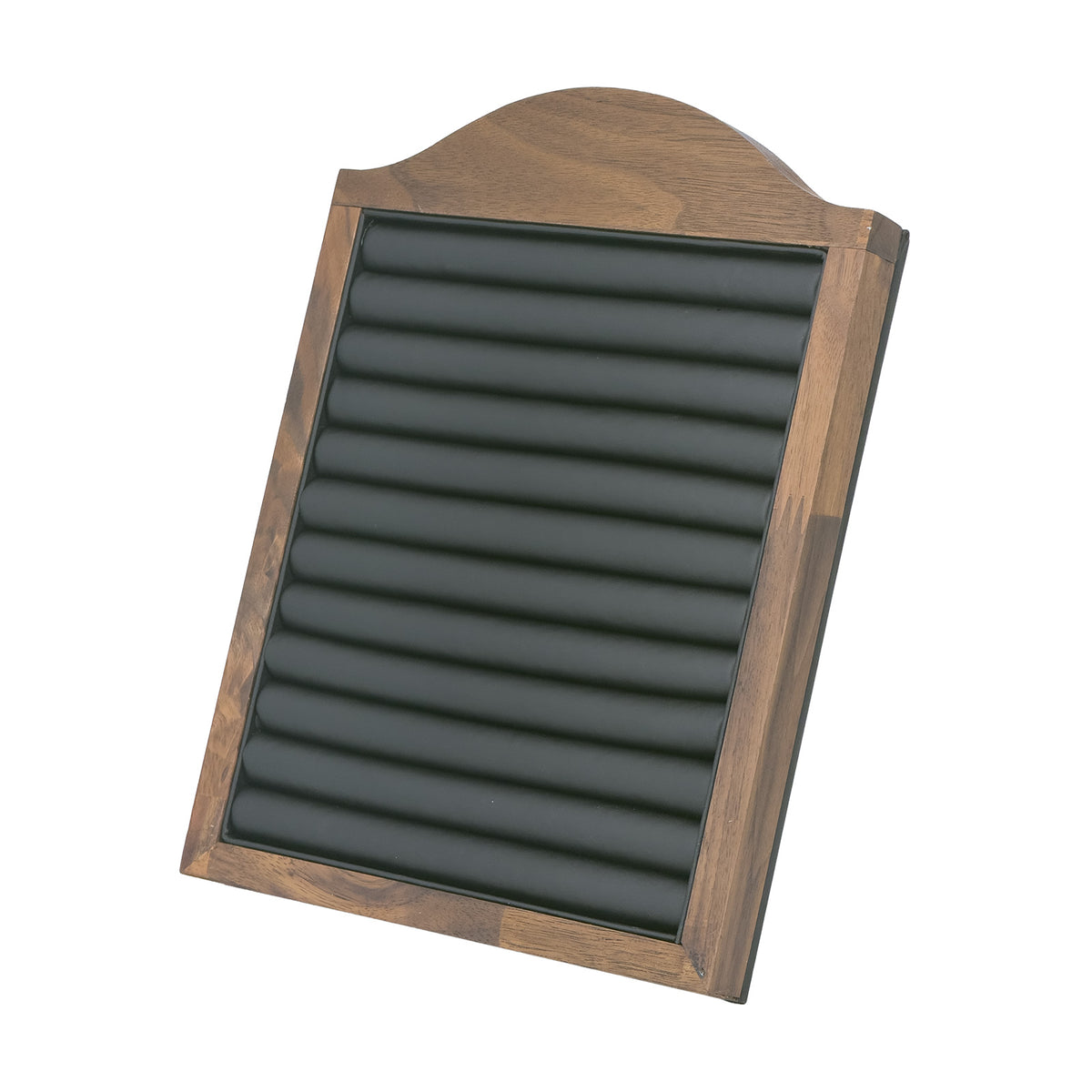 11" x 5" Black Leatherette Walnut Wood Ring Display Board