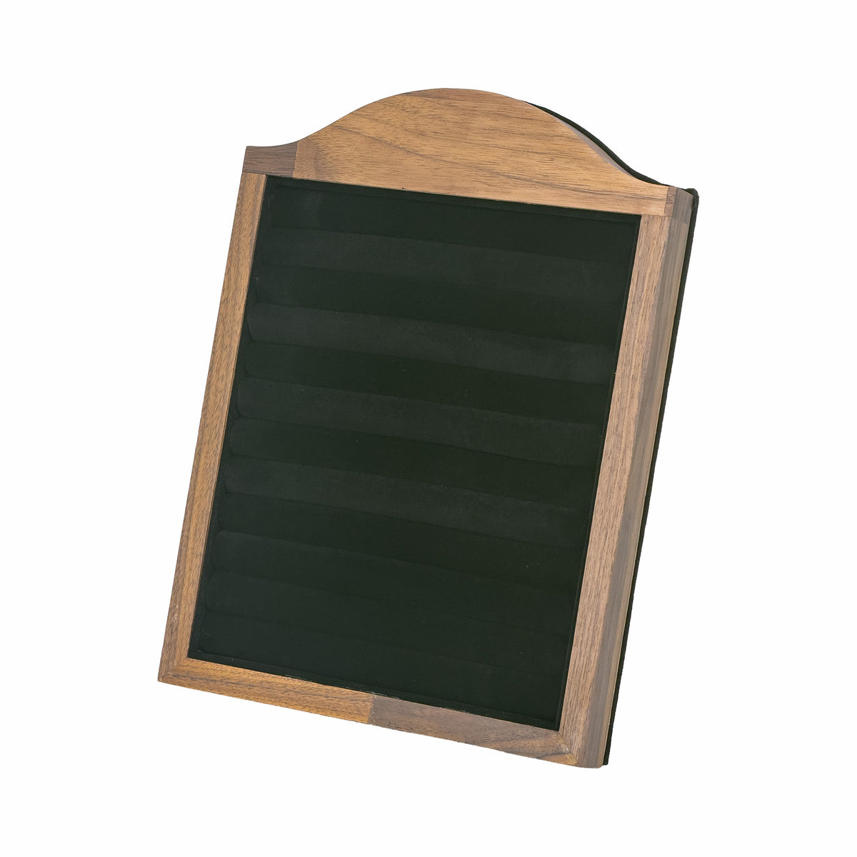 11" x 5" Black Velvet Walnut Wood Ring Display Board