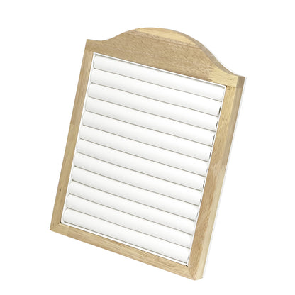 11" x 5" White Leatherette Natural Wood Ring Display Board
