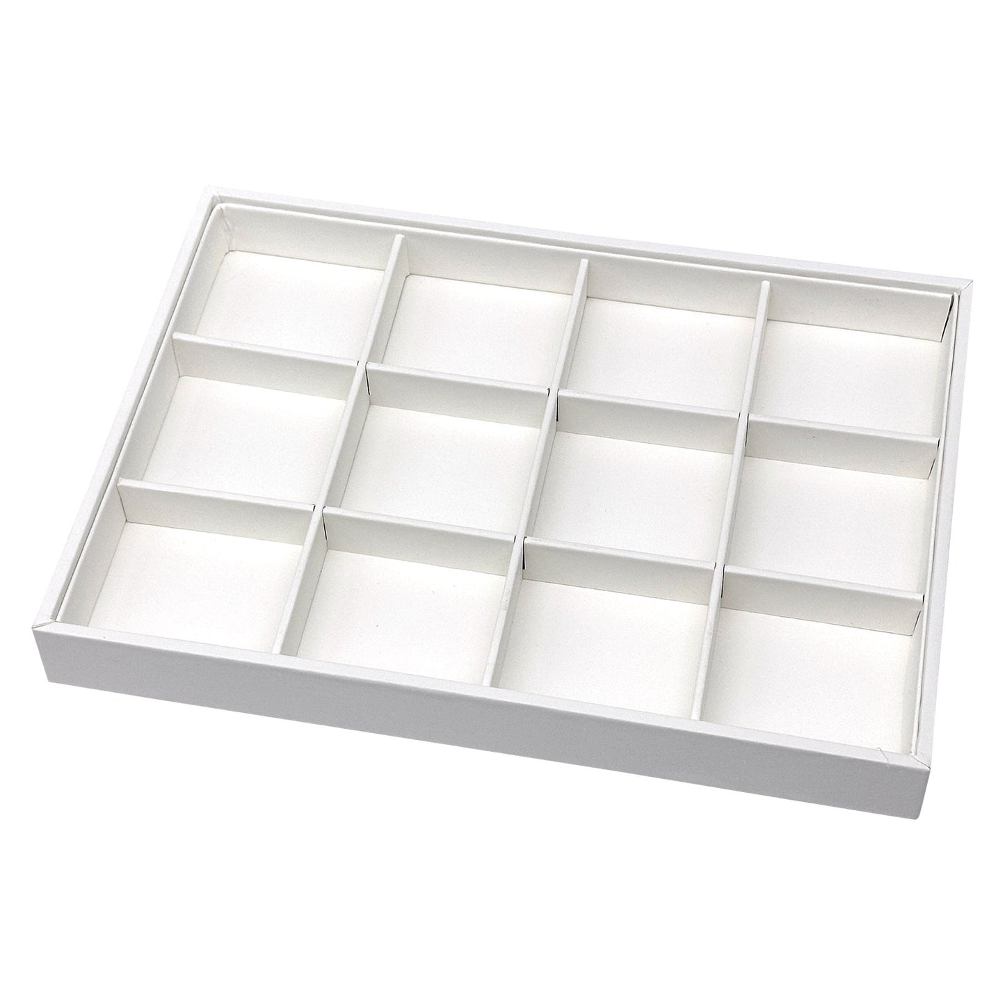 11" x 8" White Leatherette 12 Compartment Jewelry Tray