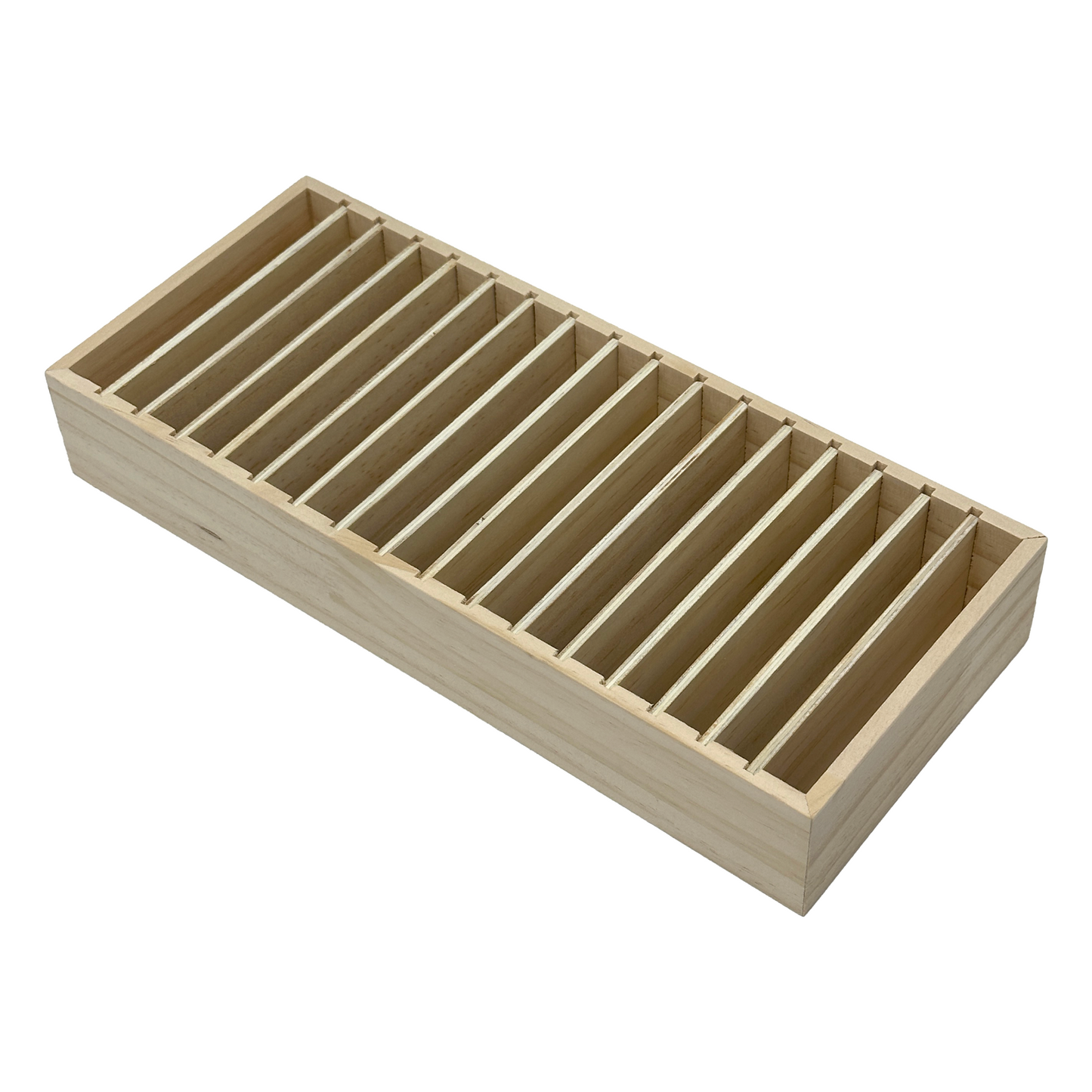 12 1/2" x 5 1/2" x 1 3/4" Natural Wood Jewelry Display Tray with Removable Dividers