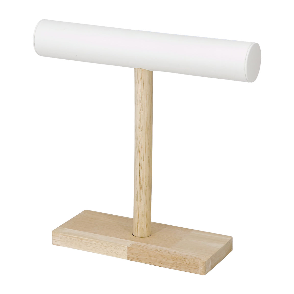 12 1/4" White Leatherette Wood T-Bar Jewelry Display