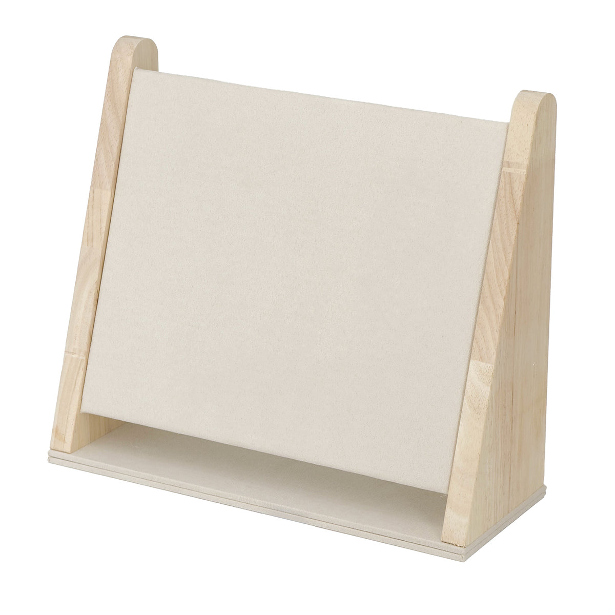 12 1/4" x 10 1/2" Beige Velvet Wood Necklace Display with 16 Hooks