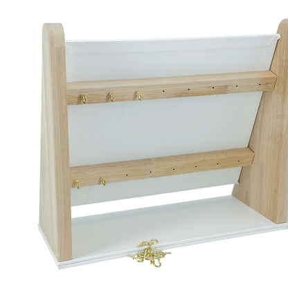 12 1/4" x 10 1/2" White Leatherette Wood Necklace Display with 16 Hooks