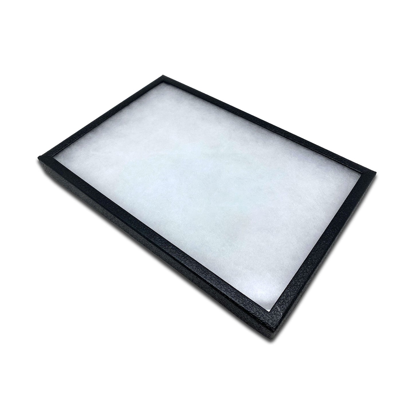 12 1/4" x 8 1/4" Black Glass Top Gem Tray with Poly-Fill Wadding