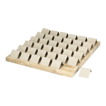 12.75" x 11.6" Wood 36-Pair Earring Display Board with Beige Velvet Stands