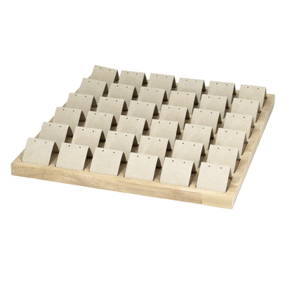 12.75" x 11.6" Wood 36-Pair Earring Display Board with Beige Velvet Stands