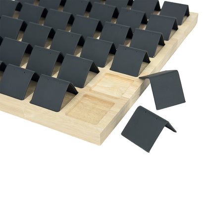 12.75" x 11.6" Wood 36-Pair Earring Display Board with Black Leatherette Stands