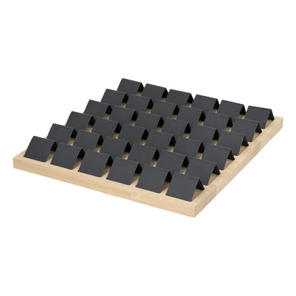 12.75" x 11.6" Wood 36-Pair Earring Display Board with Black Leatherette Stands