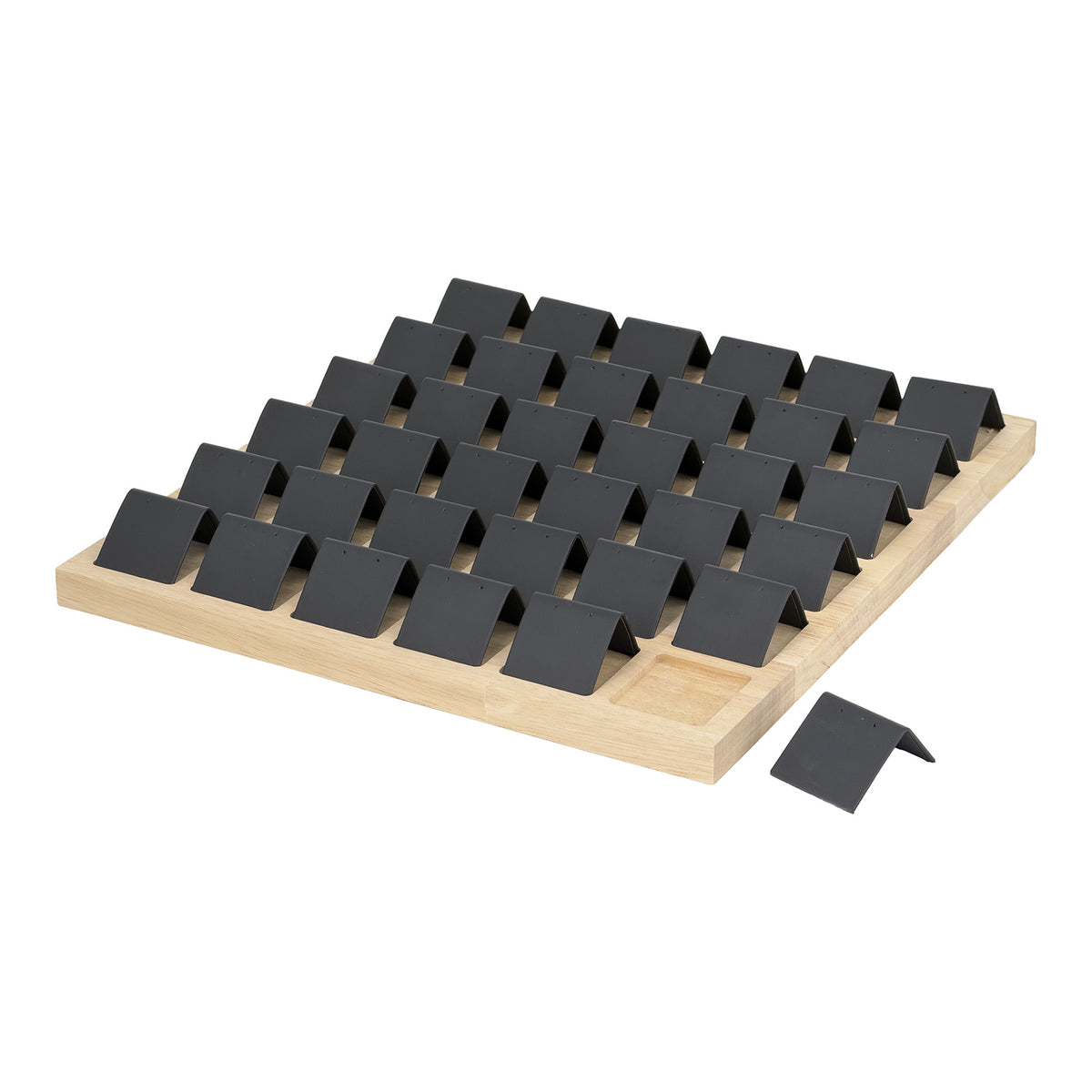 12.75" x 11.6" Wood 36-Pair Earring Display Board with Black Leatherette Stands