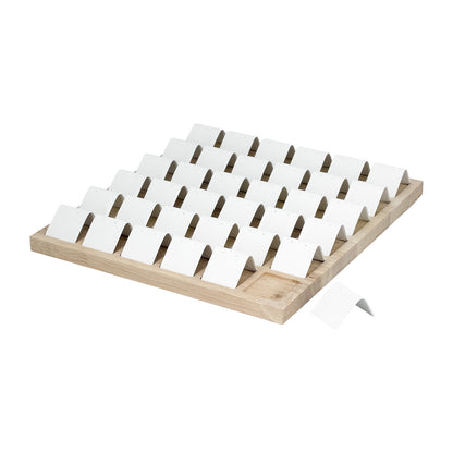 12.75" x 11.6" Wood 36-Pair Earring Display Board with White Leatherette Stands