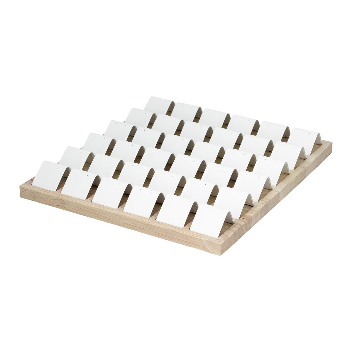 12.75" x 11.6" Wood 36-Pair Earring Display Board with White Leatherette Stands