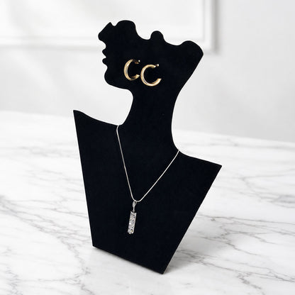 12" Black Cardboard Necklace and Earring Easel Display