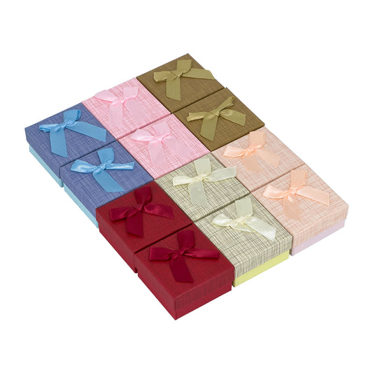 12-Pack Assorted Pendant Necklace Gift Boxes with Black Velvet Inserts