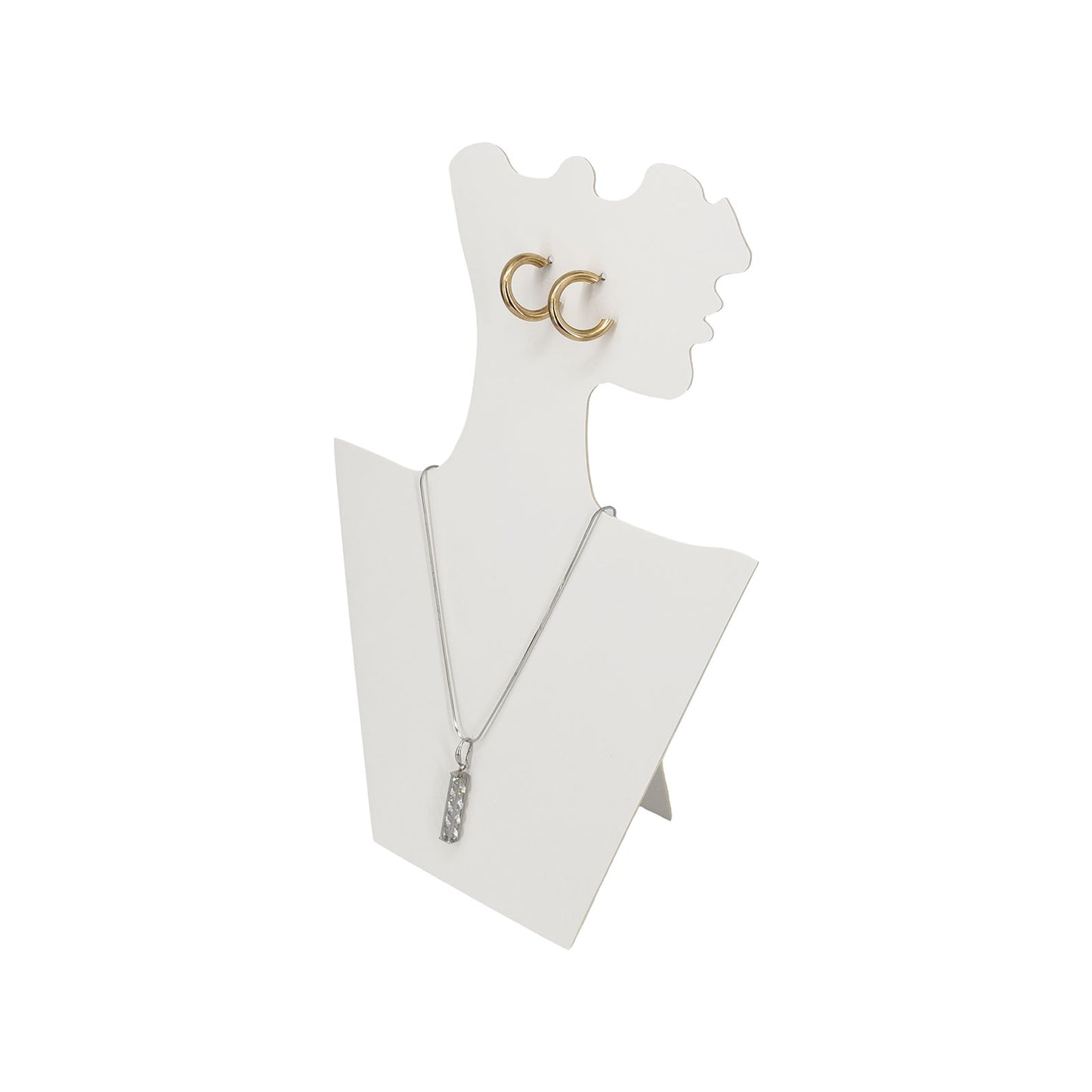 12" White Cardboard Necklace and Earring Easel Display