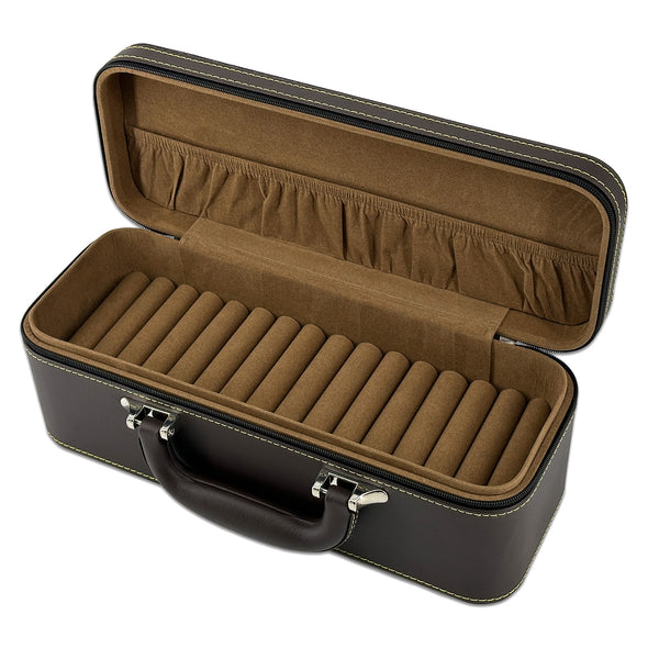 12" x 4 1/2" Brown Leatherette Jewelry Travel Case