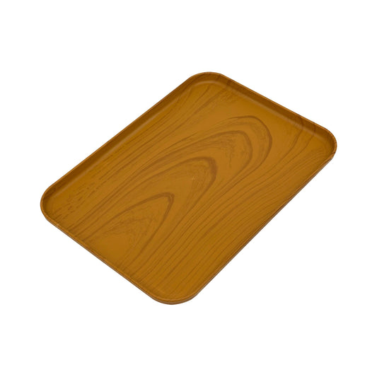 12" x 8 1/2" Natural Oak Woodgrain Texture Plastic Serving Tray