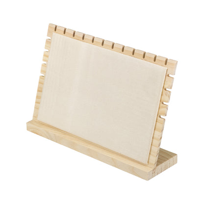 12" x 8" Beige Microfiber Natural Wood Necklace Easel Display