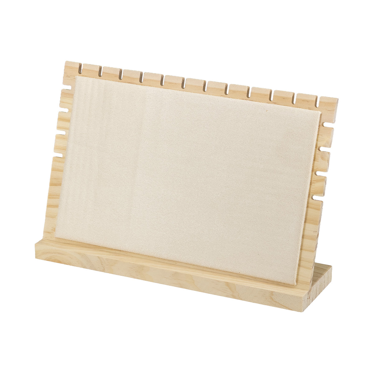 12" x 8" Beige Microfiber Natural Wood Necklace Easel Display