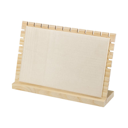 12" x 8" Beige Microfiber Natural Wood Necklace Easel Display
