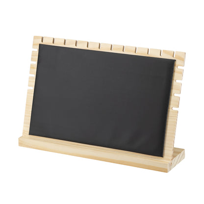 12" x 8" Black Leatherette Natural Wood Necklace Easel Display