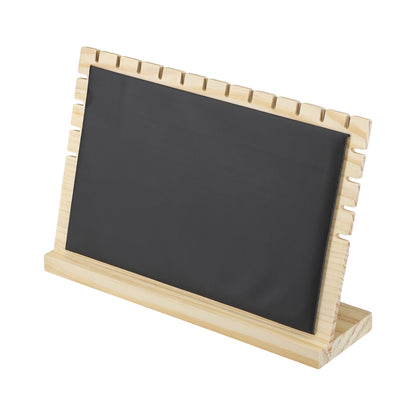 12" x 8" Black Leatherette Natural Wood Necklace Easel Display