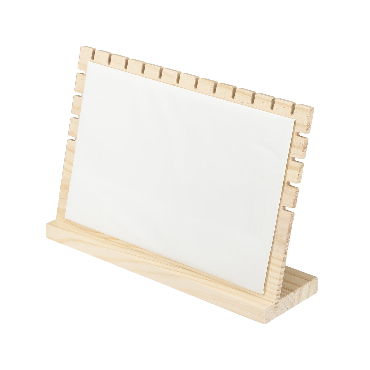 12" x 8" White Leatherette Natural Wood Necklace Easel Display