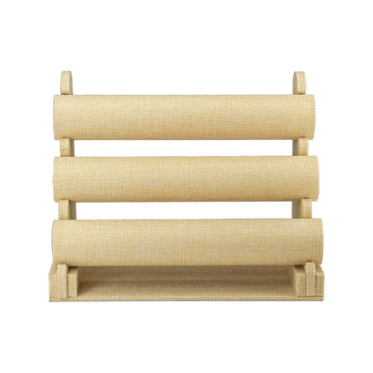 12" x 9 1/2" 3 Tier Linen Round Bar Bracelet Display