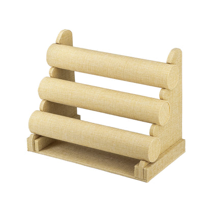 12" x 9 1/2" 3 Tier Linen Round Bar Bracelet Display