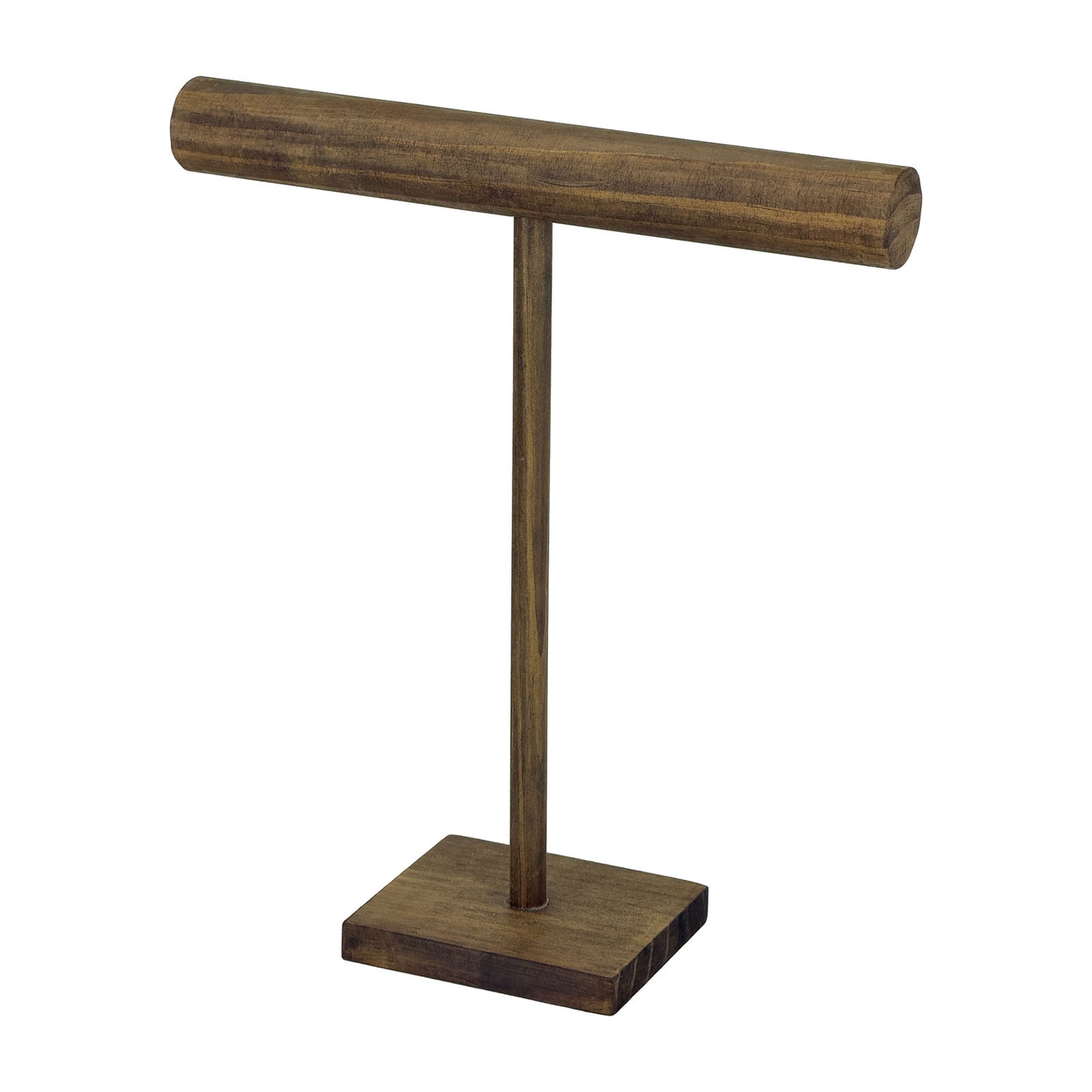 13 1/2" Dark Wood Single Round T-Bar Jewelry Display