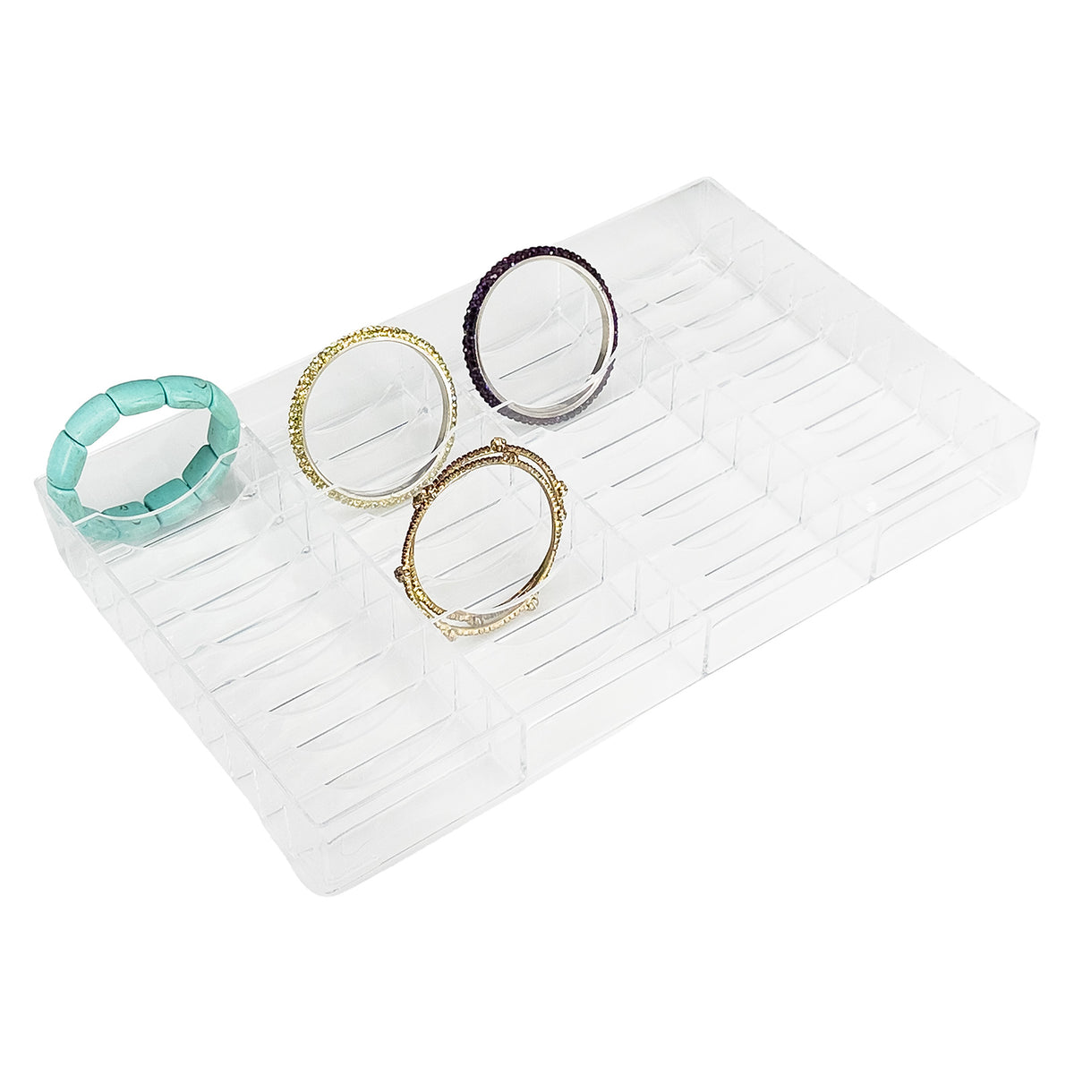 13 1/4" x 8 1/4" Clear Acrylic 40-Slot Bangle Display Tray