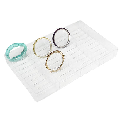 13 1/4" x 8 1/4" Clear Acrylic 40-Slot Bangle Display Tray