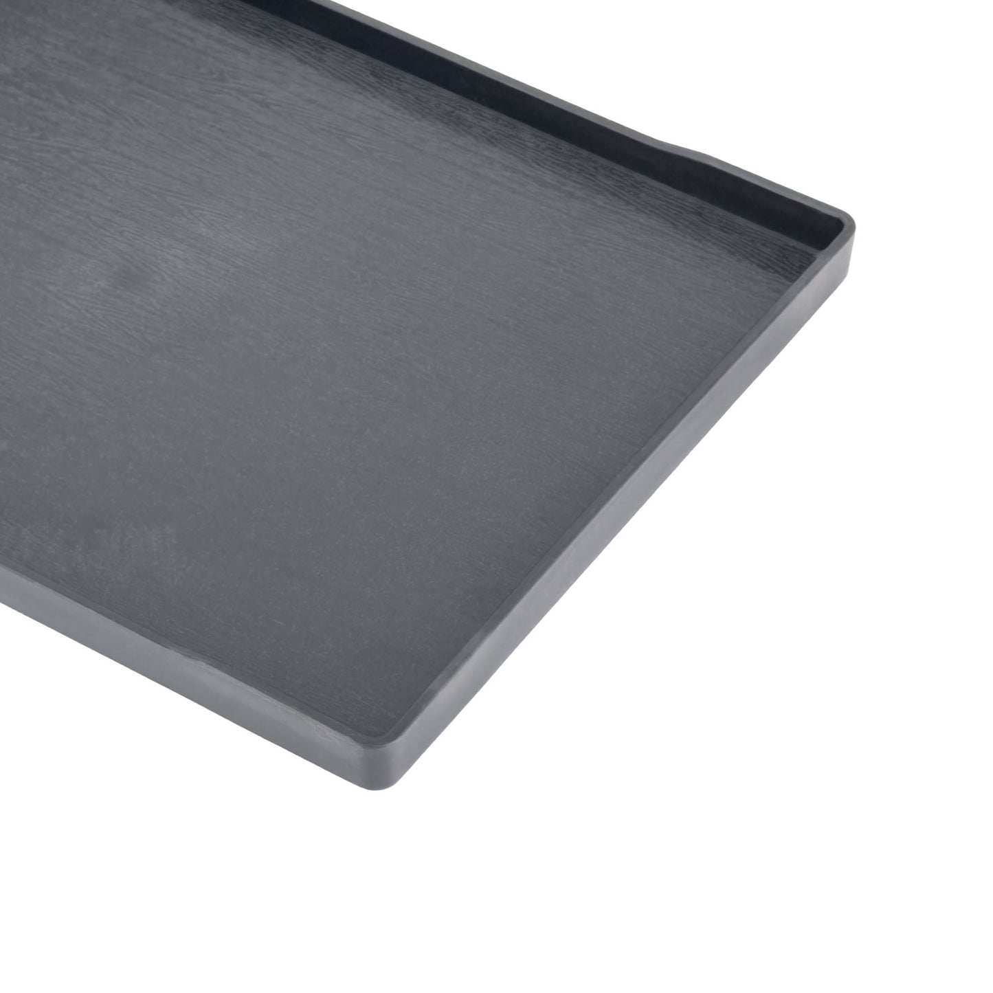 13 1/4" x 9 1/4" Woodgrain Texture Black Plastic Serving Tray