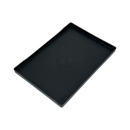 13 1/4" x 9 1/4" Woodgrain Texture Black Plastic Serving Tray