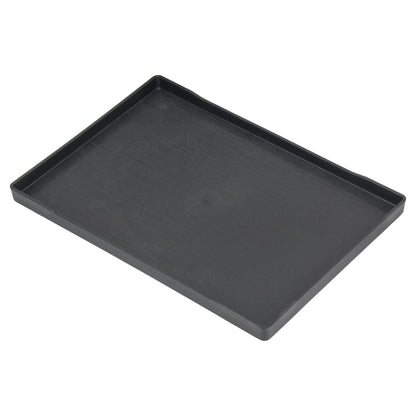 13 1/4" x 9 1/4" Woodgrain Texture Black Plastic Serving Tray