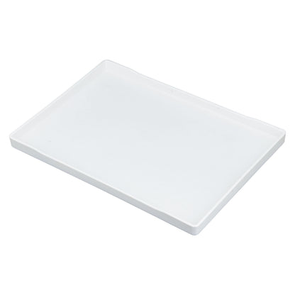 13 1/4" x 9 1/4" Woodgrain Texture White Plastic Serving Tray